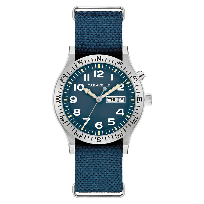 Caravelle "Light Up" Field Watch with Blue Dial #43C126
