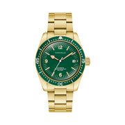 Caravelle Sea Hunter Automatic Goldtone Watch with Green Dial #44B128