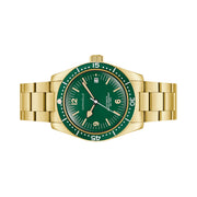 Caravelle Sea Hunter Automatic Goldtone Watch with Green Dial #44B128