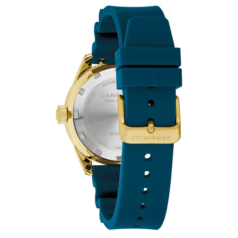 Caravelle Sea Hunter Automatic Goldtone Watch with Blue Dial #44B129