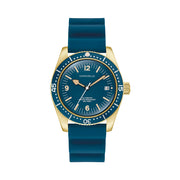 Caravelle Sea Hunter Automatic Goldtone Watch with Blue Dial #44B129