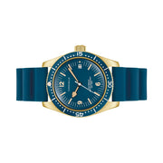Caravelle Sea Hunter Automatic Goldtone Watch with Blue Dial #44B129