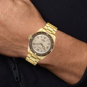 Caravelle Sea Hunter Automatic Goldtone Watch with Beige Dial #44B133