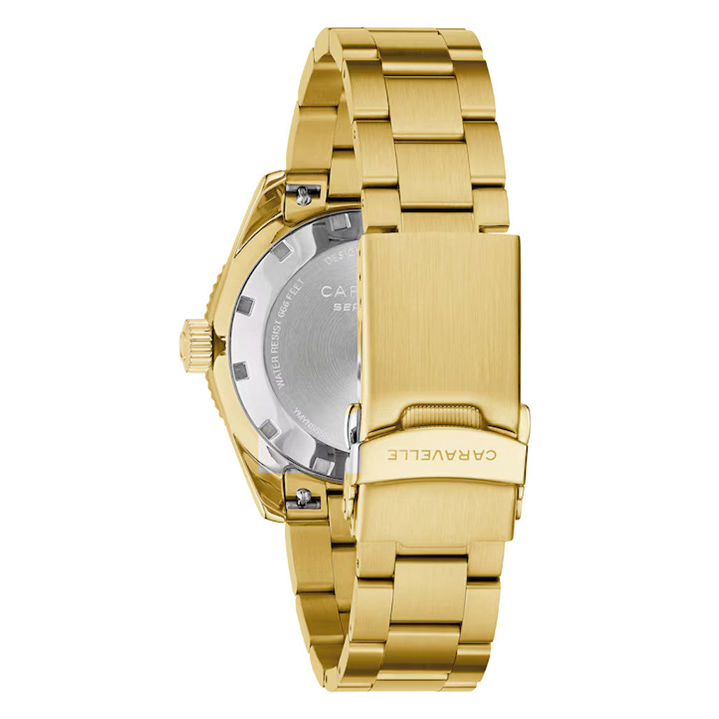 Caravelle Sea Hunter Automatic Goldtone Watch with Beige Dial