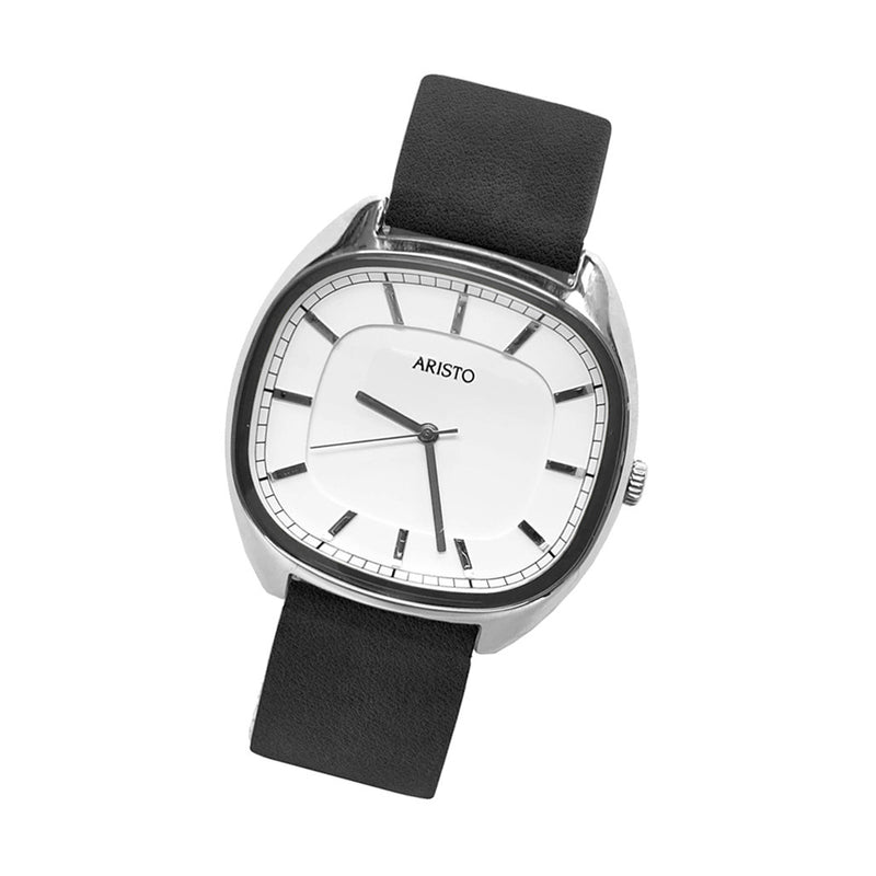 Aristo 41mm Classic Dress Watch with Rectangular Face and WhiteDial #4H230-L tilt