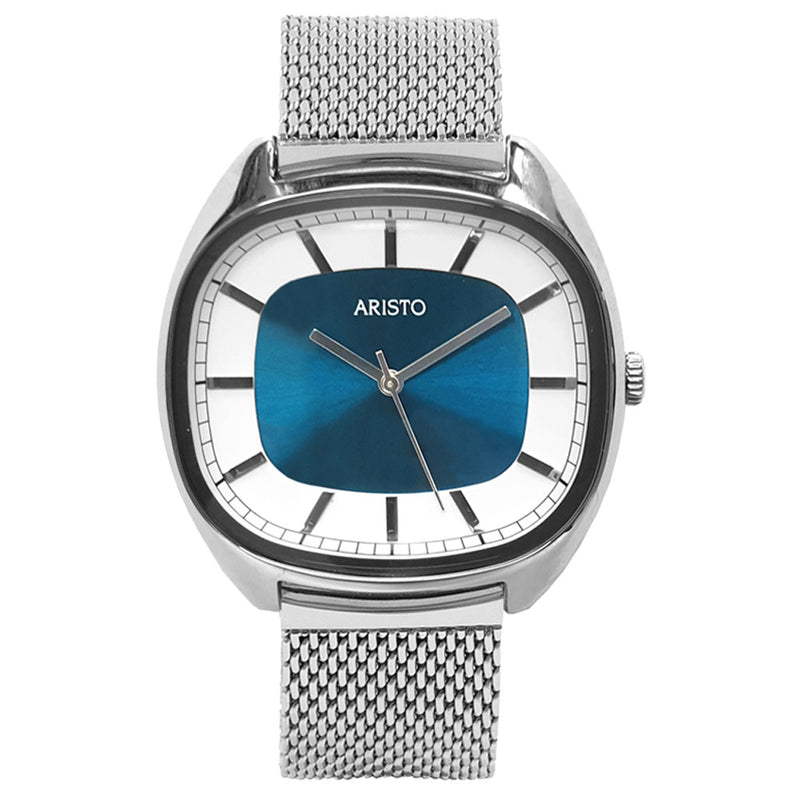 Aristo 41mm Classic Dress Watch with Rectangular Face and Blue Dial #4H231-M zoom