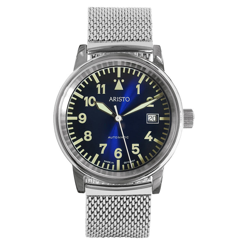 Aristo Blue Dial Flight Watch with Mesh Bracelet and a Sapphire Crystal #4H251-M zoom