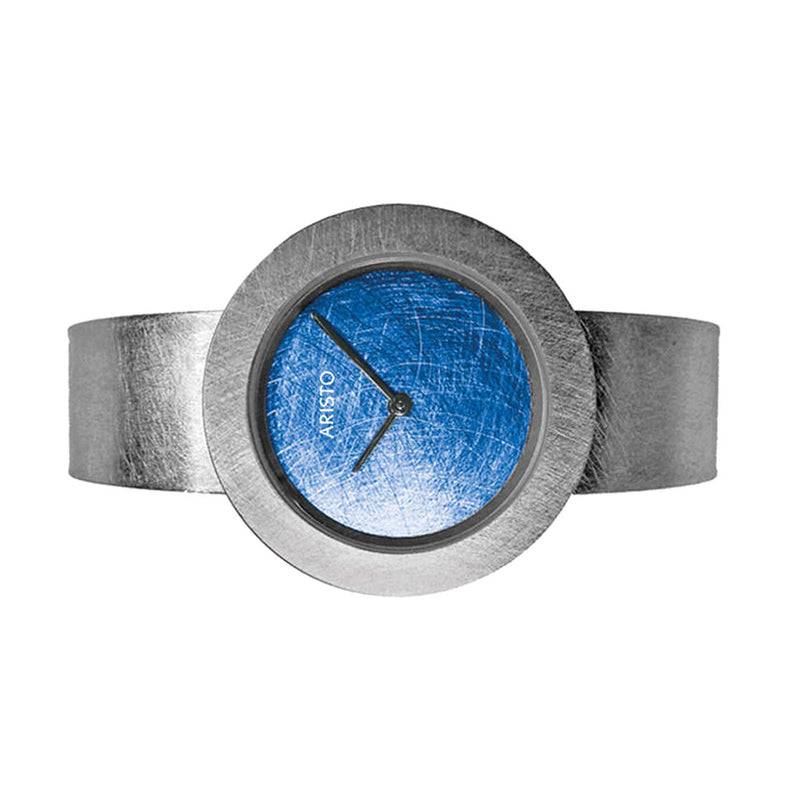 Aristo Titanium Scratched Blue Dial Watch Titanium Bangle #5D95-4 side