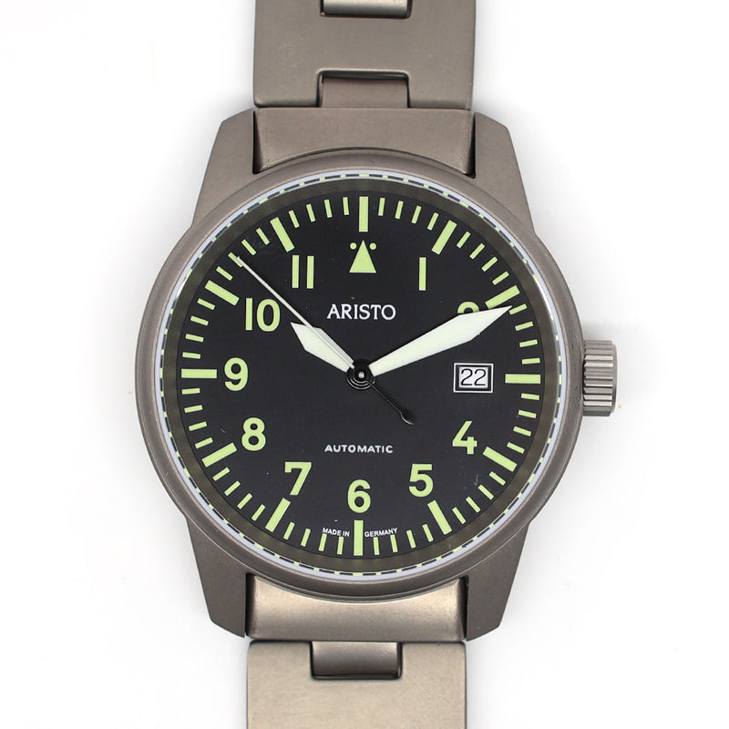 Aristo 40mm Titanium Swiss Automatic Aviator Watch #5H101TIBI