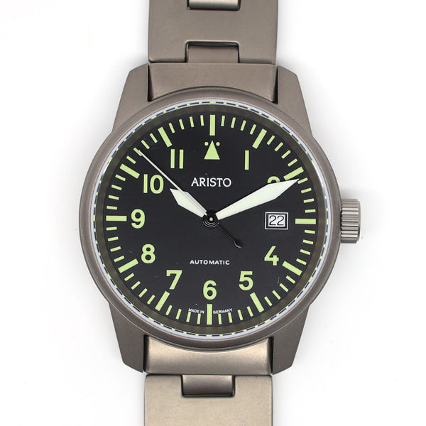 Aristo 40mm Titanium Swiss Automatic Aviator Watch #5H101TIBI