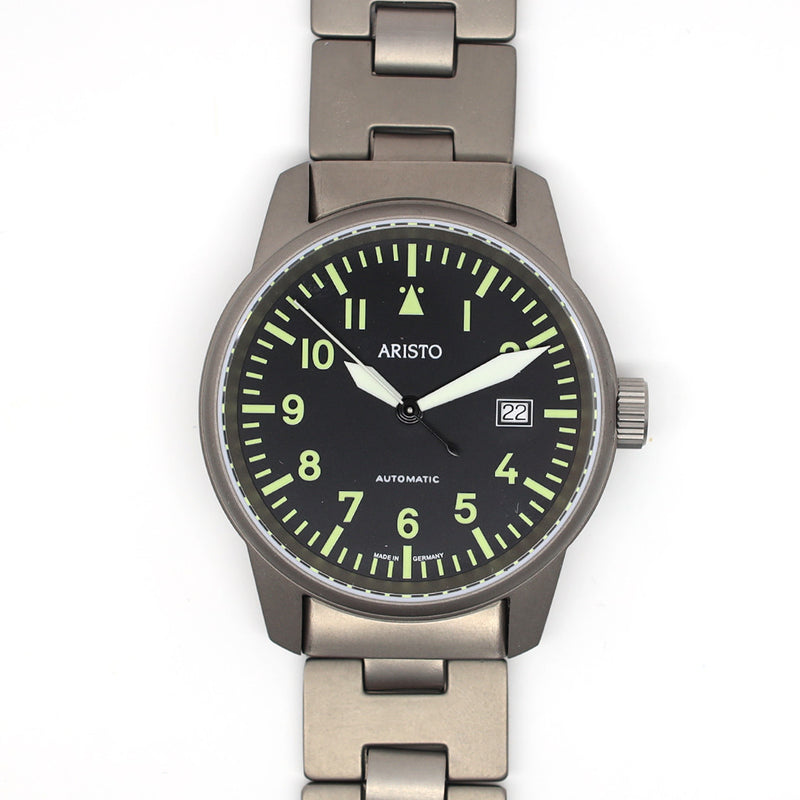 Aristo 40mm Titanium Swiss Automatic Aviator Watch #5H101TIBI