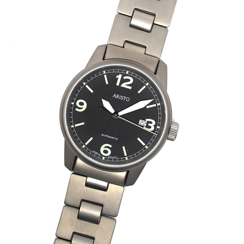 Aristo 40mm Titanium Swiss Automatic Aviator Watch #5H67TIBI