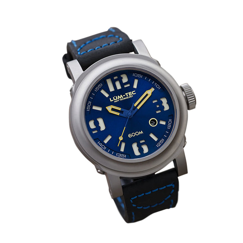Lum-Tec 48mm High-Beat Automatic Watch with AR Sapphire Crystal #600M-2 Tilt