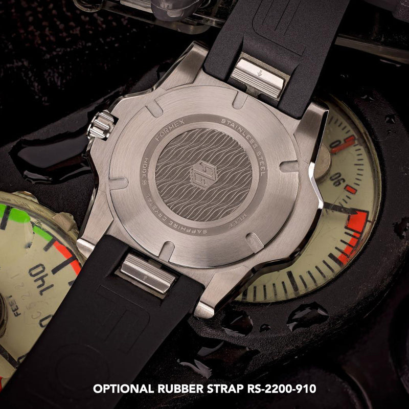 For optional rubber strap, see item RS-2200-910. Note you will also require the clasp, as the strap is sold without it. Clasp is item BD-22-020-912