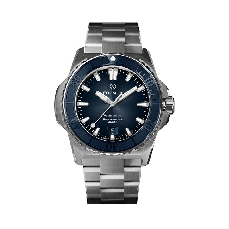 Formex REEF Swiss Automatic Chronometer Dive Watch with Sunburst Blue Dial #2201-1-6333-100