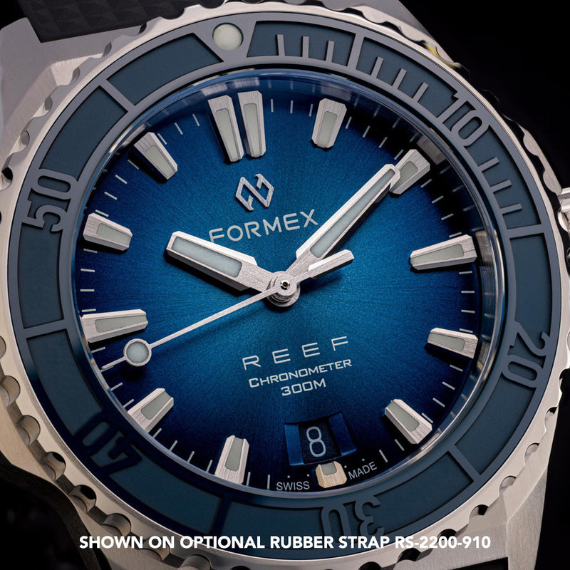 Formex REEF Swiss Automatic Chronometer Dive Watch with Sunburst Blue Dial #2201-1-6333-100