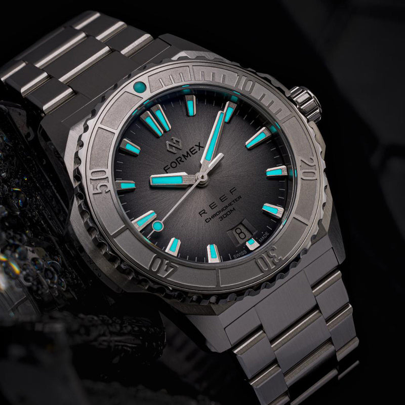 Formex Baby REEF 39.5mm Swiss Automatic Chronometer Dive Watch with Sunburst Grey Dial #2201-1-6341-100