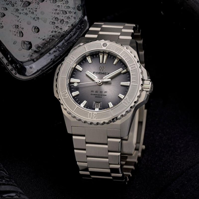 Formex Baby REEF 39.5mm Swiss Automatic Chronometer Dive Watch with Sunburst Grey Dial #2201-1-6341-100