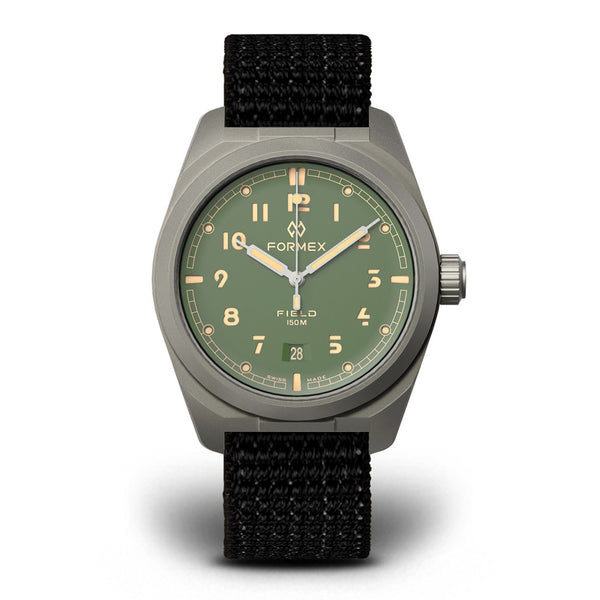 Formex Swiss Automatic Field Watch with Sage Green Dial and Velcro Strap #0660.1.6503.121 Zoom