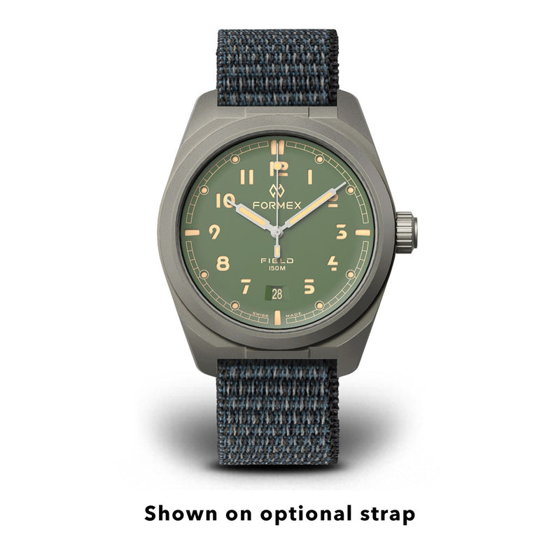 Formex Swiss Automatic Field Watch with Sage Green Dial and Velcro Strap #0660.1.6503.121 Optional