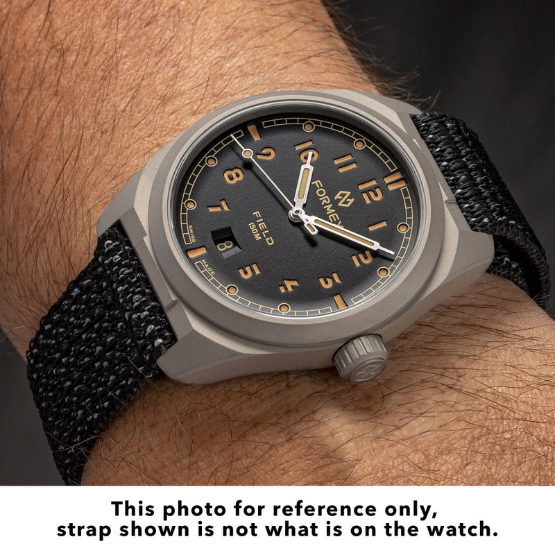 Formex Swiss Automatic Field Watch with Charcoal Dial and Velcro Strap #0660.1.6523.121 Wrist