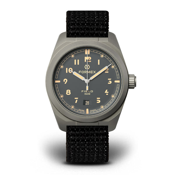 Formex Swiss Automatic Field Watch with Ash Grey Dial and Velcro Strap #0660.6543.121 Zoom
