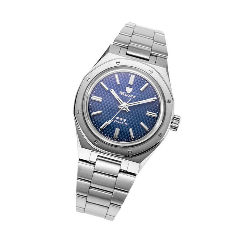 Nivada Grenchen 37mm F77 Watch with Blue Tapisserie Dial #68001A77