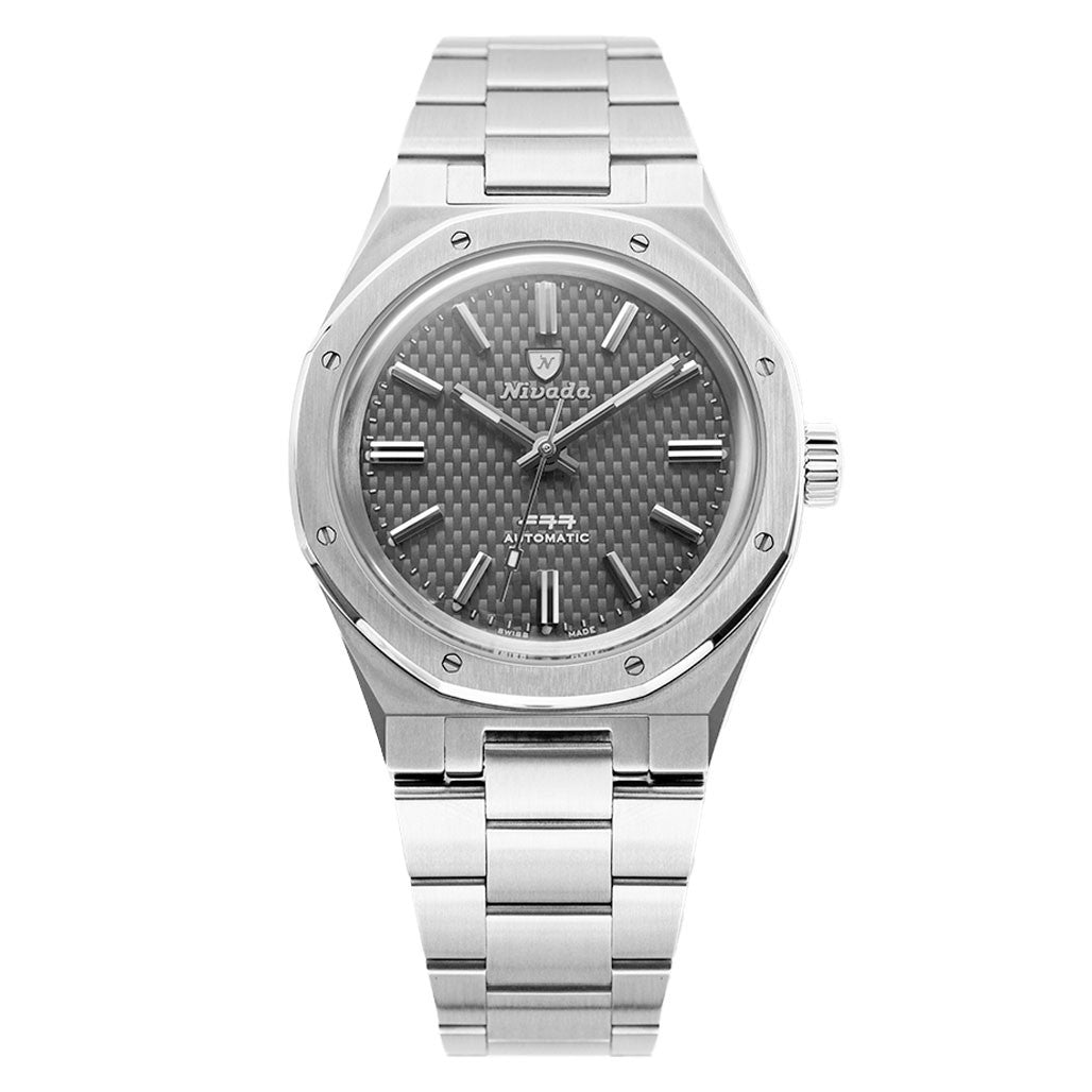 Nivada Grenchen 37mm F77 Titanium Watch with Anthracite Dial