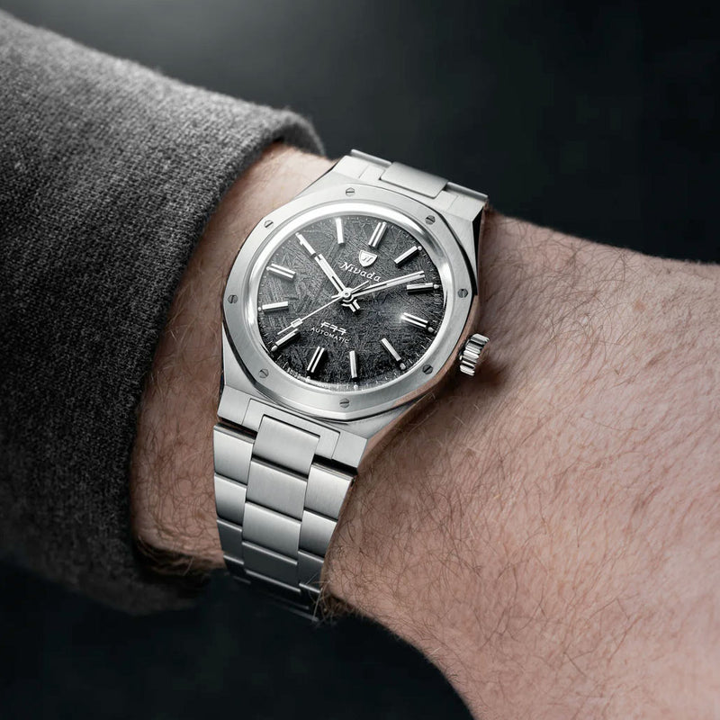 Nivada Grenchen 37mm F77 Titanium Watch with Anthracite Dial #68006A77