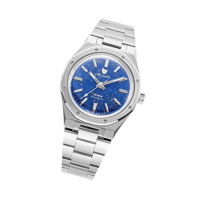 Nivada Grenchen 37mm F77 Watch with Lapis Lazuli Dial #68009A77