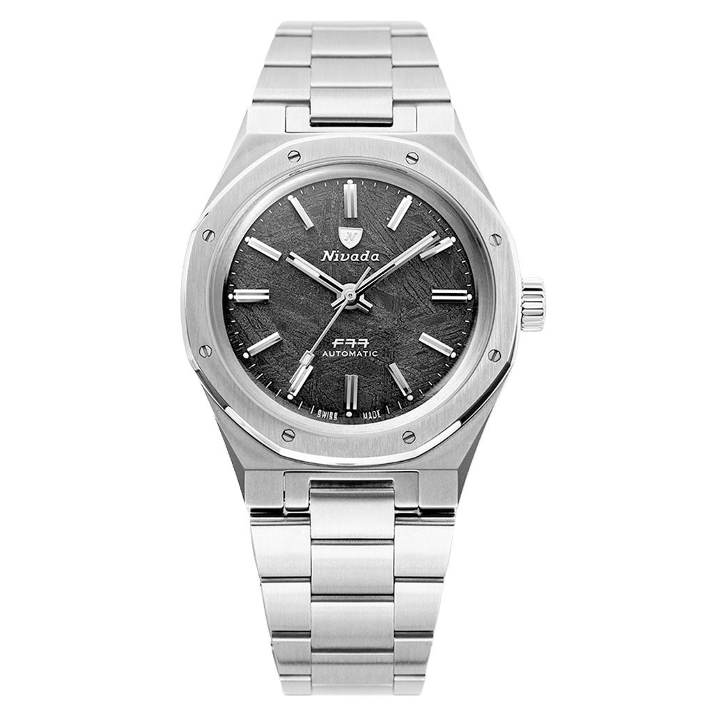Nivada Grenchen 37mm F77 Watch with Meterorite Dial #68016A77