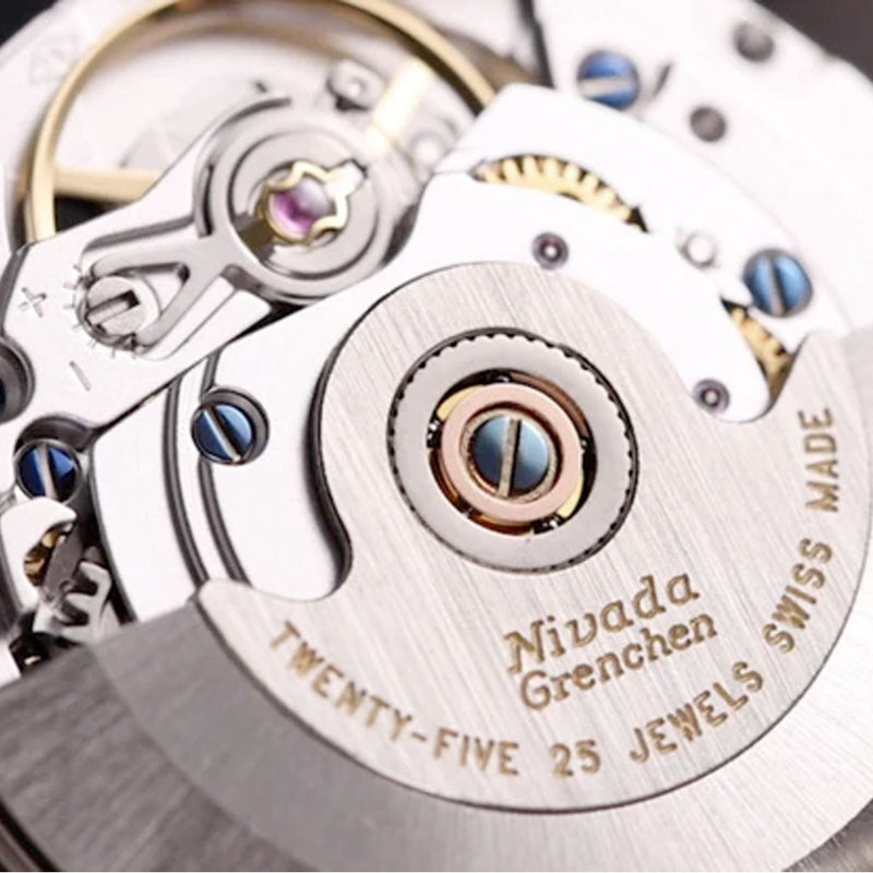 Nivada Grenchen 37mm F77 Watch with Meterorite Dial #68016A77