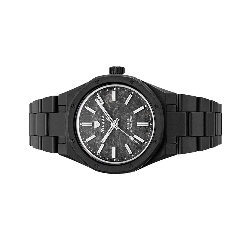 Nivada Grenchen 37mm F77 Black Watch with Meterorite Dial #68020A77