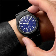 Nivada Grenchen 37mm F77 Black Watch with Lapis Lazuli Dial #68022A77