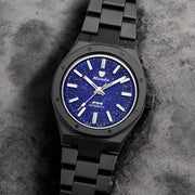 Nivada Grenchen 37mm F77 Black Watch with Lapis Lazuli Dial #68022A77