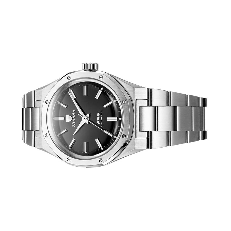 Nivada Grenchen 38mm F77 Mark 2 Watch with Black Dial #68035A77