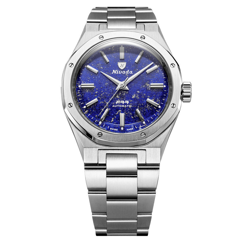 Nivada Grenchen 38mm F77 Mark 2 Watch with Lapis Lazuli Dial #68048A77