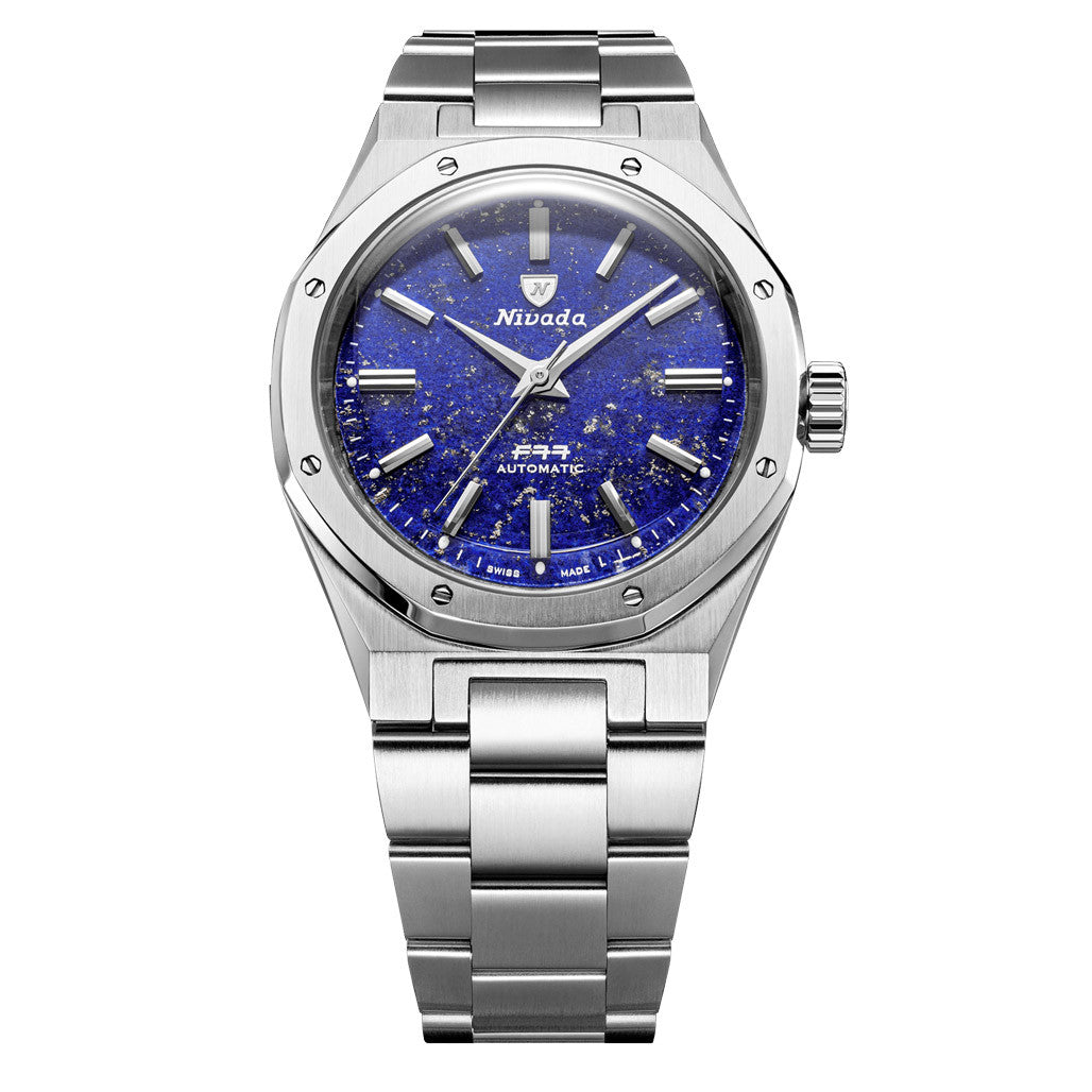 Nivada Grenchen 38mm F77 Mark 2 Watch with Lapis Lazuli Dial