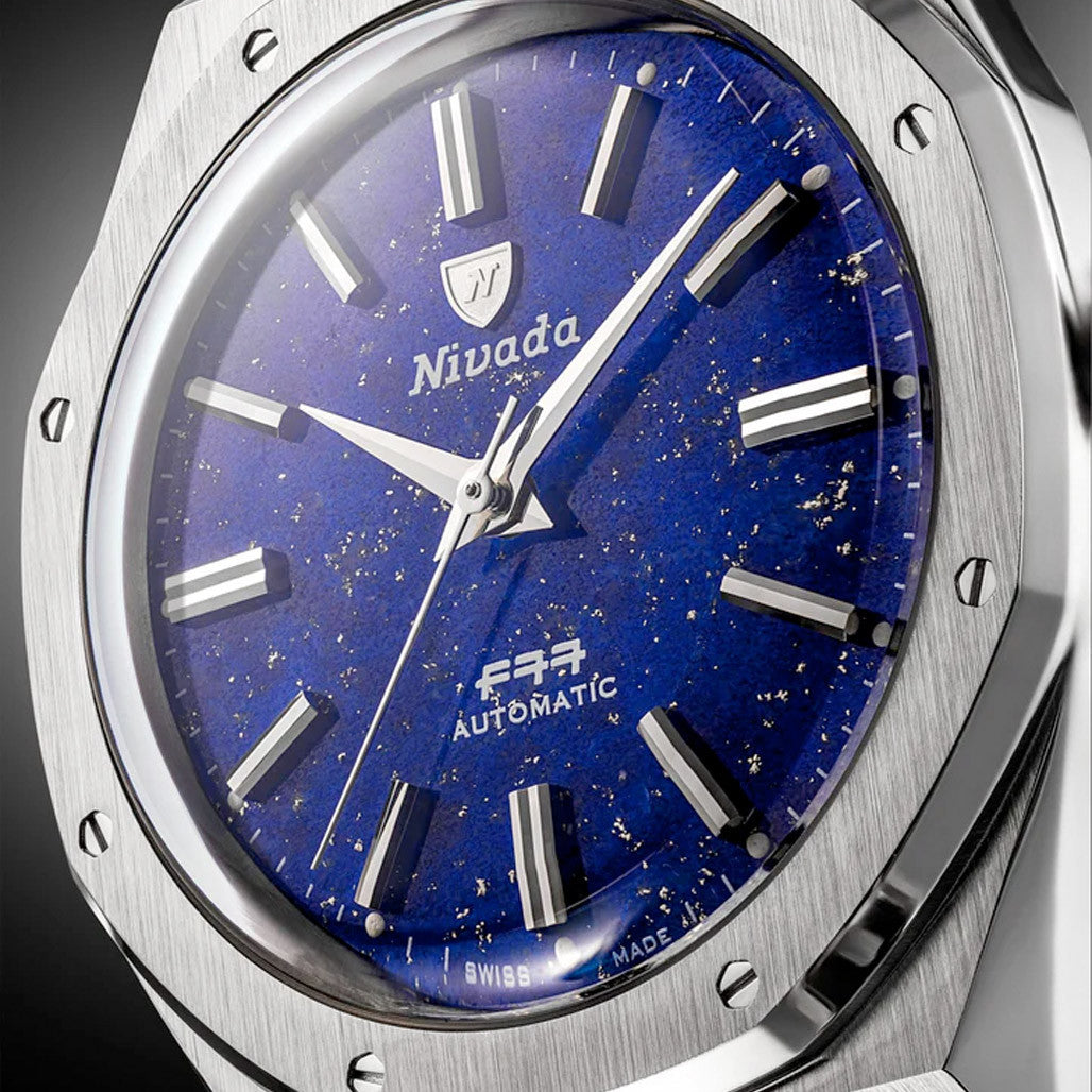 Nivada Grenchen 38mm F77 Mark 2 Watch with Lapis Lazuli Dial