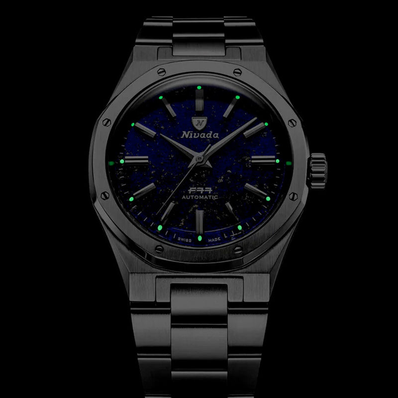 Nivada Grenchen 38mm F77 Mark 2 Watch with Lapis Lazuli Dial #68048A77