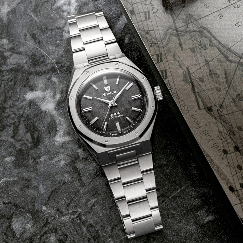 Nivada Grenchen 38mm F77 Mark 2 Watch with Meteorite Dial #68049A77