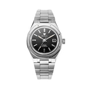 Nivada Grenchen 37mm F77 Watch with Black Tapisserie Dial#69000A77
