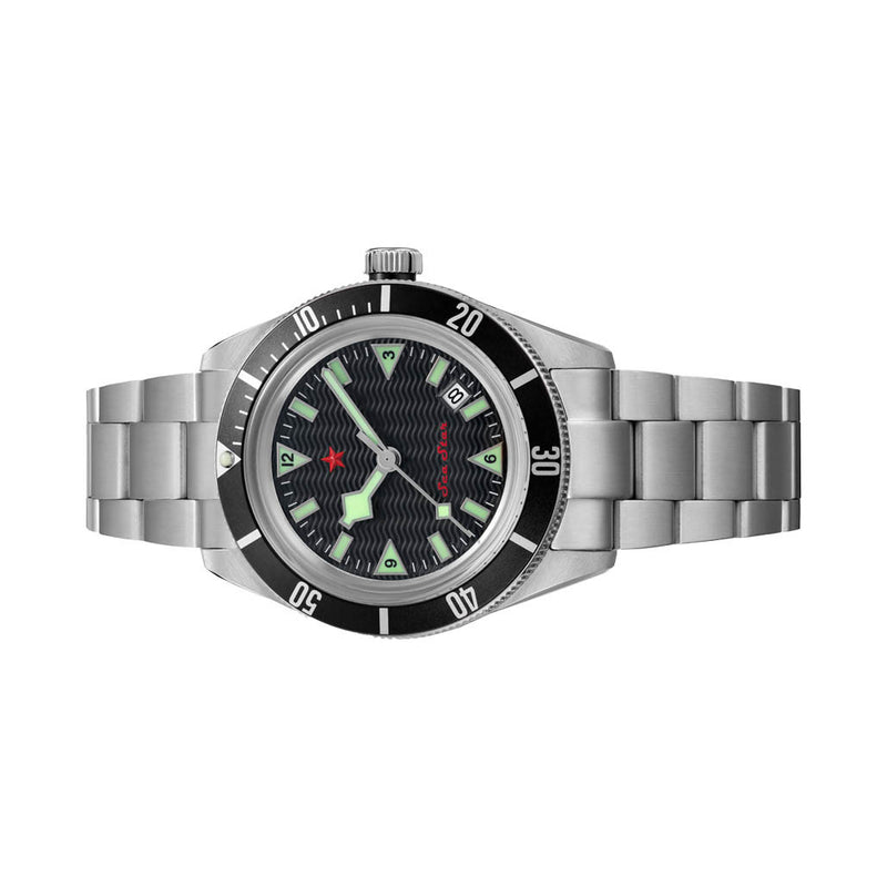 Red Star SEA STAR Watch with Black Dial and Black Bezel #7074G-C