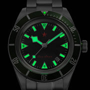 Red Star SEA STAR Watch with Black Dial and Green Bezel #7074G-E
