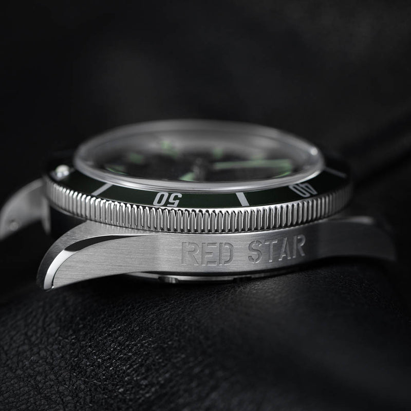 Red Star SEA STAR Watch with Full Lume Dial and Black Bezel #7074G-F
