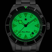 Red Star SEA STAR Watch with Full Lume Dial and Black Bezel #7074G-F