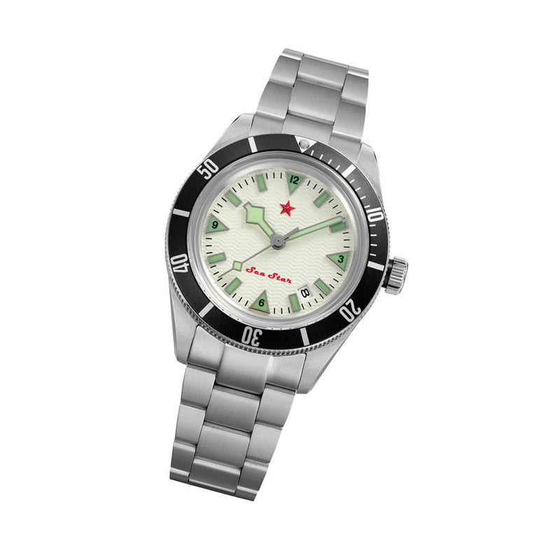 Red Star SEA STAR Watch with Full Lume Dial and Black Bezel #7074G-F