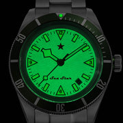 Red Star SEA STAR Watch with Full Lume Dial and Green Bezel #7074G-H