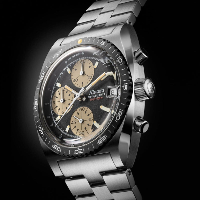 Nivada Grenchen Chronosport Mecaquartz Watch with Black Dial #77001Q45