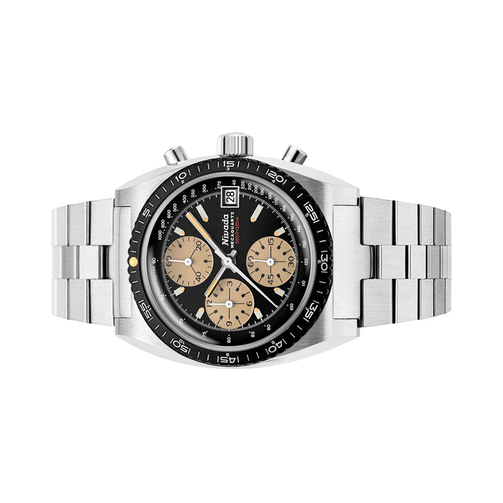 Nivada Grenchen Chronosport Mecaquartz Watch with Black Dial